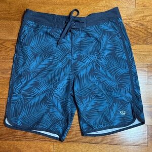 5/$25 Men's sz 34 Blue Leaf Pattern Swim Shorts